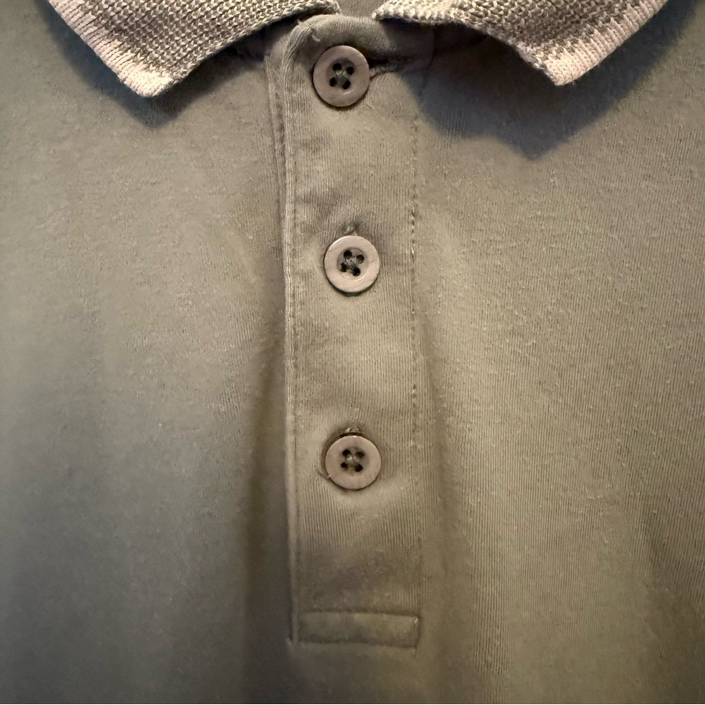 Geoffrey Beene Green Short Sleeve Pullover 3 Button Polo 100% Cotton Men’s L - Picture 4 of 9